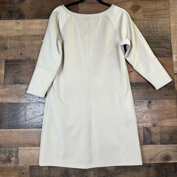 Emerson Fry Womens Size Medium Mini Shift Dress Cream Long Sleeve Stretch - Picture 6 of 9